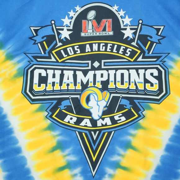 Los Angeles Rams Tie Dye Super Bowl LVI Champion Shirt Size 2XL XXL Fanatics NFL - Picture 3 of 7